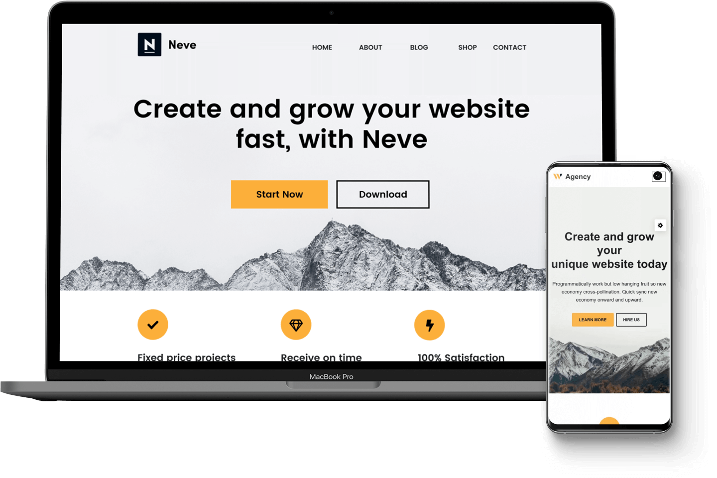 The Neve theme website. This is a lightweight and fast theme that you can use to create a good landing page